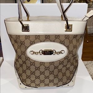 Vintage Gucci Canvas Bucket Shoulder Bag!